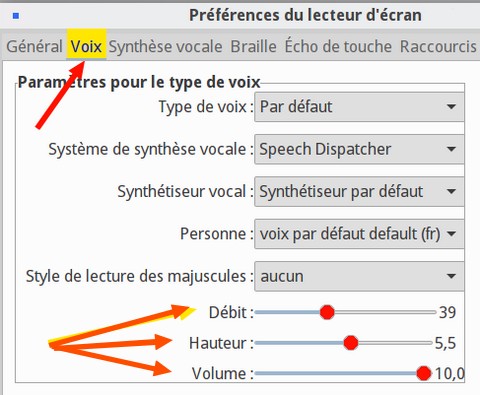 Réglage de la voix ORCA