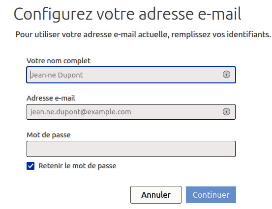 Paramétrage avec Thunderbird