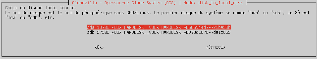 Sélectionner le disque dur